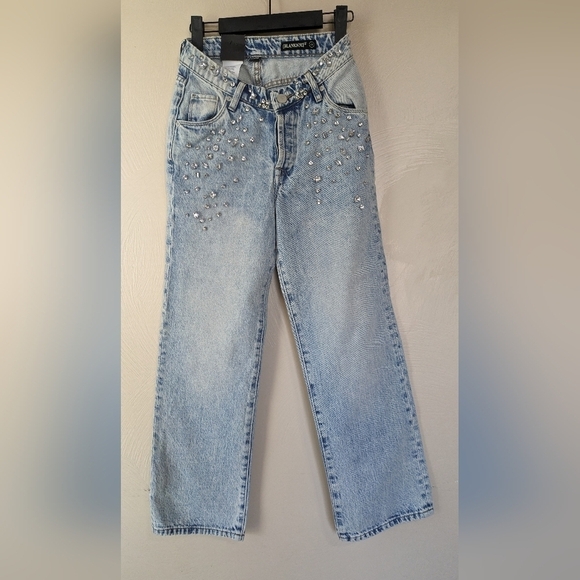 BLANK NYC Glam Paparazzi Embellished Jeans, Wide Leg, Button Fly, NWT! W24 - Picture 1 of 8